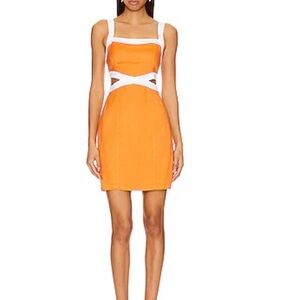 Orange and White Sleeveless Dress